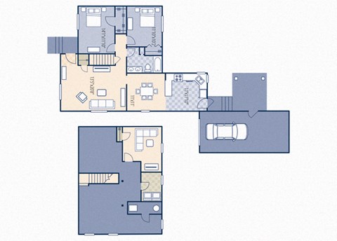 Floor plan for 2 beds, 1 bath, 1156 sqft